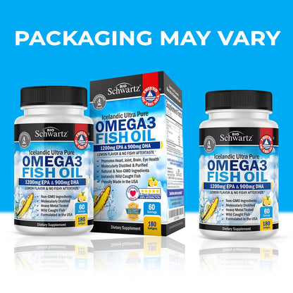 Omega 3 Fish Oil Supplement - 1200mg EPA and 900mg DHA Fatty Acid Per Serving
