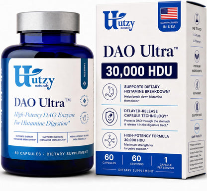 Utzy Naturals DAO Ultra Diamine Oxidase Enzyme Supplement | 60 Capsules