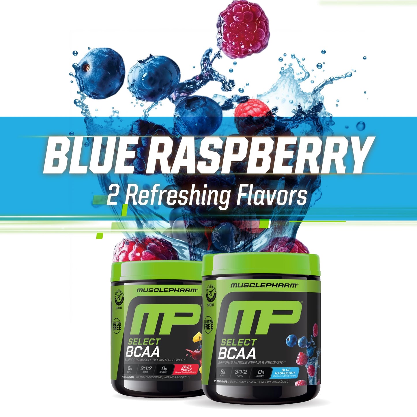 MusclePharm Essentials BCAA Powder, Pre & Post Workout Recovery Drink, Supports Muscle Recovery & Energy, Essential Amino Acids, 30 Serv, Fruit Punch
