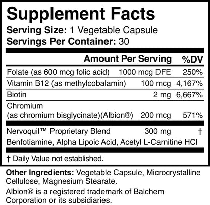 Advanced Nerve Support and Defense Supplement, Vegan, Gluten-Free | Promotes Healthy Nerve Function and Optimal Circulation to Support Normal Sensation in the Hands and Feet, 30-Day Supply