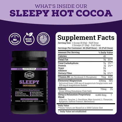 Black Forest Sleepy Hot Cocoa - Magnesium Hot Chocolate Sleepy Cocoa Sleep Powder for Adults with Melatonin & L-Theanine - Natural Sleep Drink Mix for Deep Sleep & Relaxation, Sleep Powder 22 Servings
