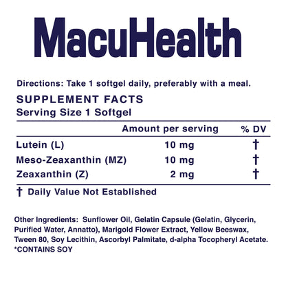 Macuhealth Triple Carotenoid Formula - Eye Vitamins for Adults - 90 Softg