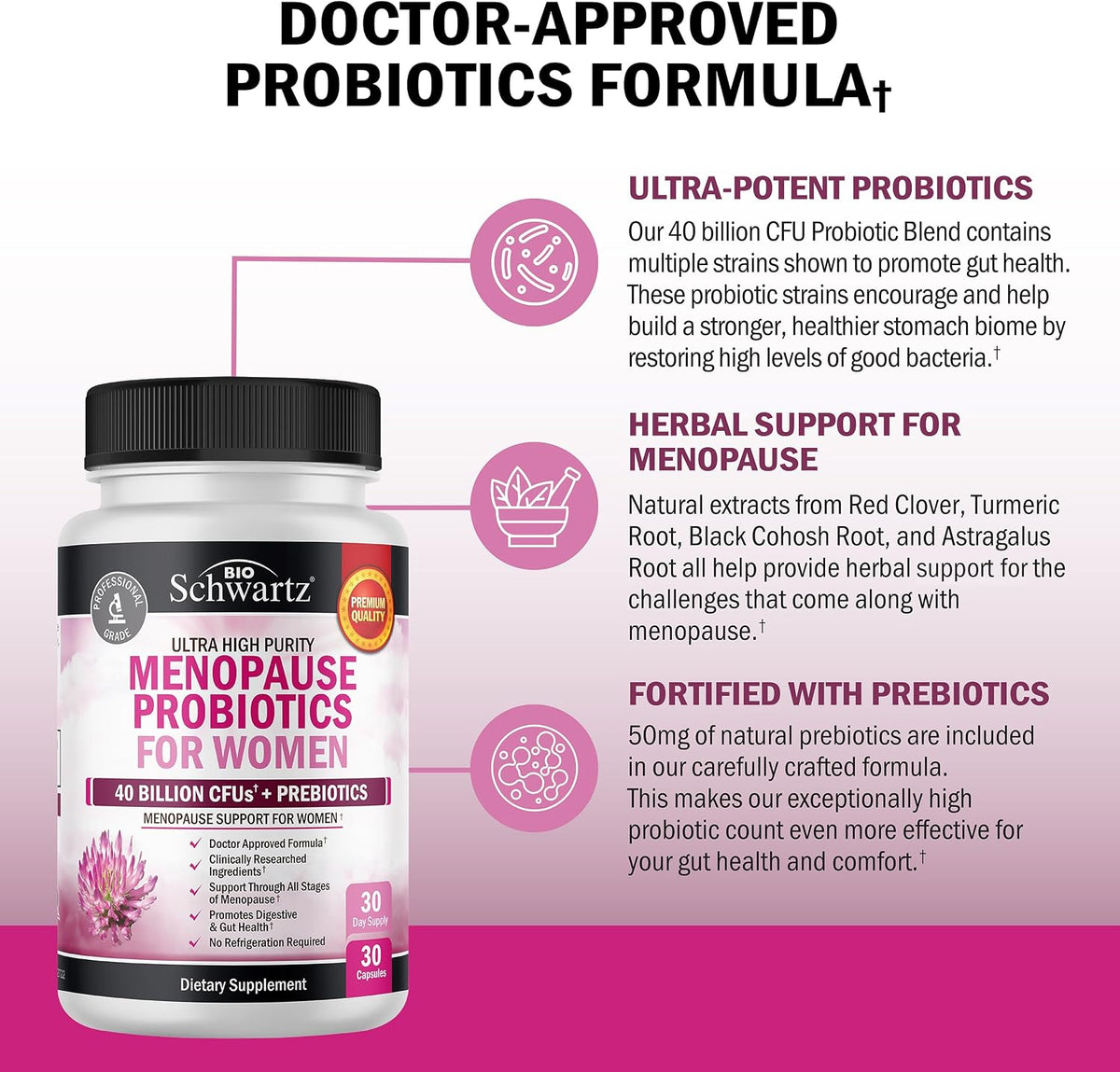 Menopause Supplements for Women - 40B CFU Menopause Probiotics for Women