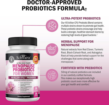 Menopause Supplements for Women - 40B CFU Menopause Probiotics for Women