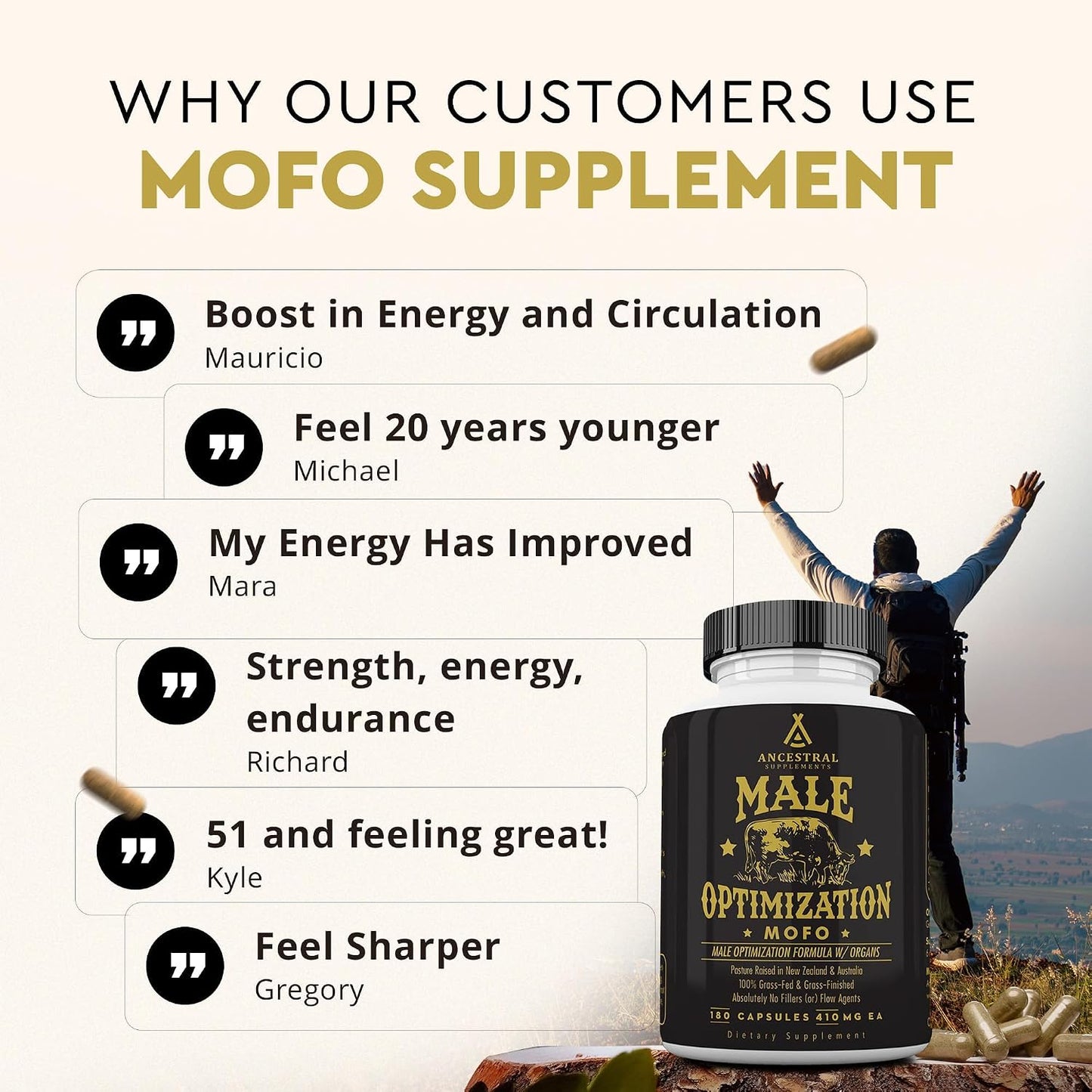 Ancestral Supplements FEM & Mofo Bundle – His & Hers Grass Fed Organ Supplements – Supports Hormone Balance, Energy, Vitality & Wellness – Pasture Raised Beef Organ Multivitamin for Men & Women