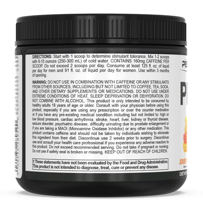 PEScience Prolific Pre Workout Powder, Sour Peach Candy, 40 Scoop, Energy Supplement