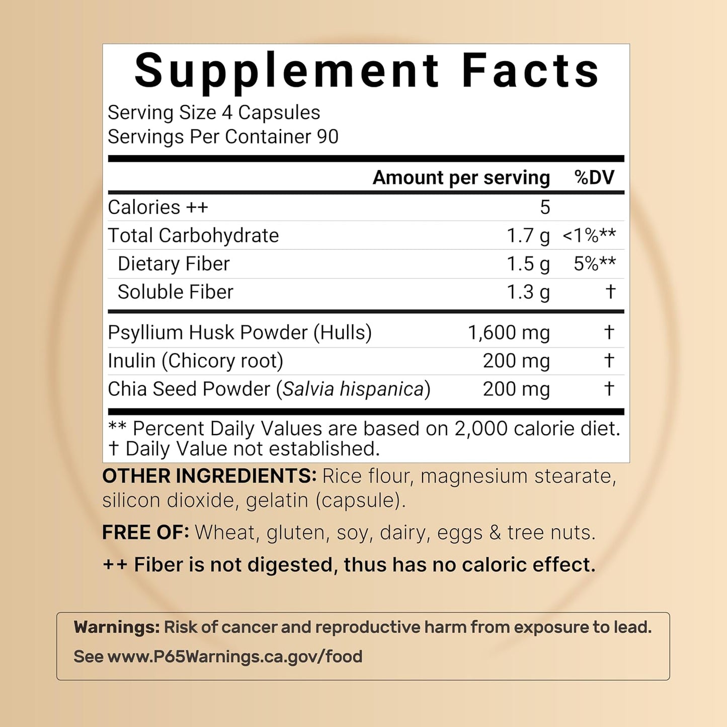 NatureBell Psyllium Husk Fiber Capsules 2,000mg Per Serving, 360 Caps | Soluble Fiber Supplement | 3-in-1 with Inulin & Chia Seed | Plant Based, Non-GMO, Gluten Free
