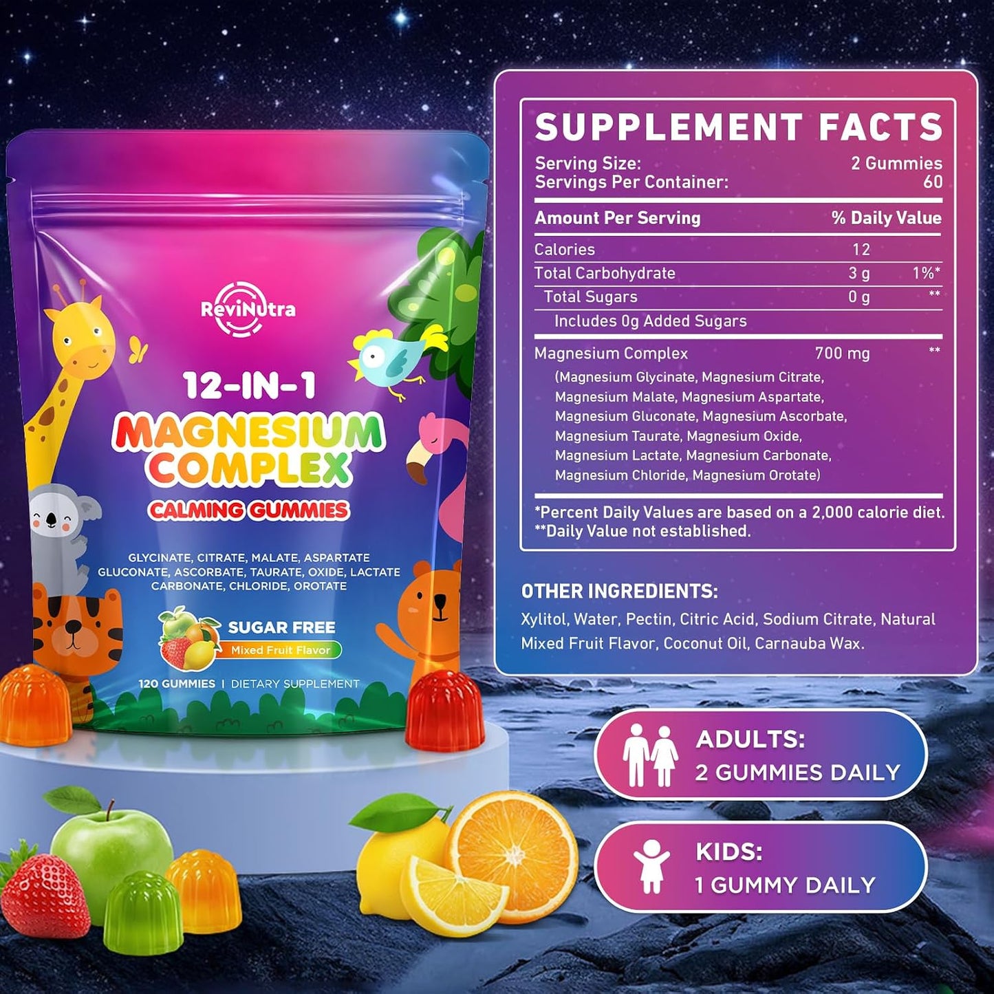 Magnesium Complex for Kids Adults - Magnesium Supplements Gummies Sugar Free