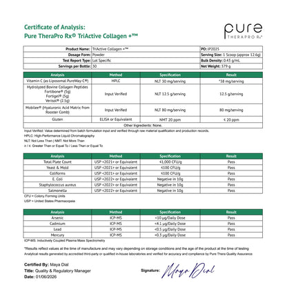 Pure Therapro Rx TriActive Collagen Plus, Collagen Powder for Hair, Skin, Nails, Bones & Joints, Hydrolyzed Collagen Powder w/Patented Peptides, Multi Collagen Protein Powder (Unflavored)