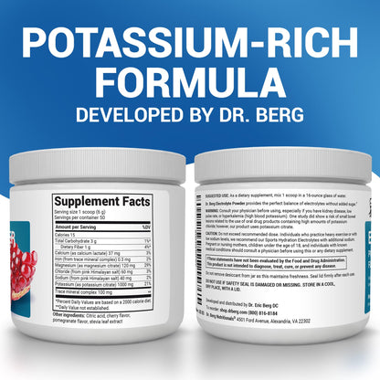 Dr. Berg Zero Sugar Hydration Keto Electrolyte Powder - Enhanced w/ 1000 mg of Potassium & Real Pink Himalayan Salt (NOT Table Salt) - Raspberry & Lemon Flavor Hydration Drink Supplement, 100 Servings