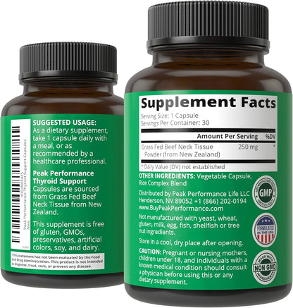 Raw Desiccated Thyroid Supplement. Grass Fed New Zealand Beef Neck & Thyroid Gland Capsules for Women and Men. Ancestral Living Ethically Sourced Bovine Supplements for Energy and Metabolism Support