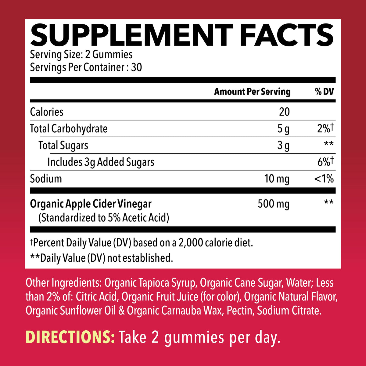 Organic Apple Cider Vinegar Gummies Detox | The Mother Enzyme | ACV Gummy