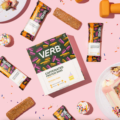 Verb Energy - Birthday Cake Caffeinated Protein Bars - 190-Calorie Low Sugar 10g Protein