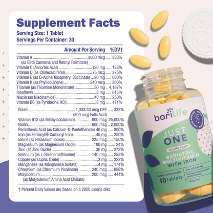 Bari Life Post-Op, Gastric Sleeve, Gastric Bypass Vitamin and Supplement Starter Kit (Grape)