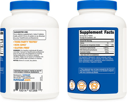 Nutricost Glucosamine 1800mg with Chondroitin & MSM, 240 Tablets, 120 Servings