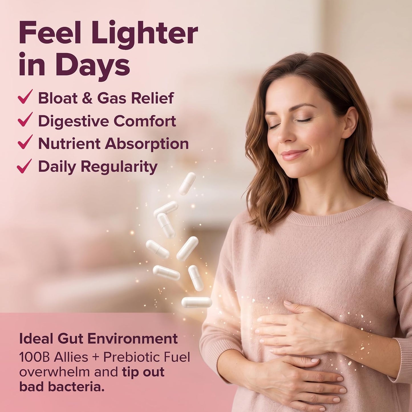Wholesome Wellness Dr. Formulated Raw Probiotics for Women 100 Billion CFUs Capsules with Prebiotics, Digestive Enzymes, Approved for Adults, Shelf Stable Supplement