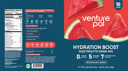 Venture Pal Sugar Free Electrolyte Powder Packets, Keto Friendly, 16 Sticks | Liquid Daily IV Hydration Packets for Rapid Rehydration. 7 Electrolytes & 5 Vitamins | Non-GMO | Vegan | Fast Dissolve