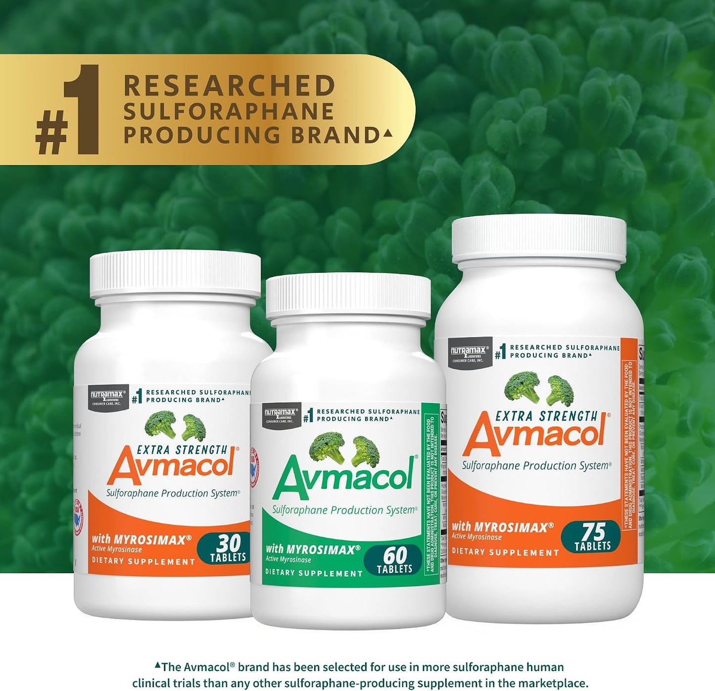 Nutramax Avmacol Extra Strength Sulforaphane Producing Supplement, 75 Tabs | Detoxification Support, #1 Researched Sulforaphane Producing Brand, with Glucoraphanin & Myrosinase, Published Studies