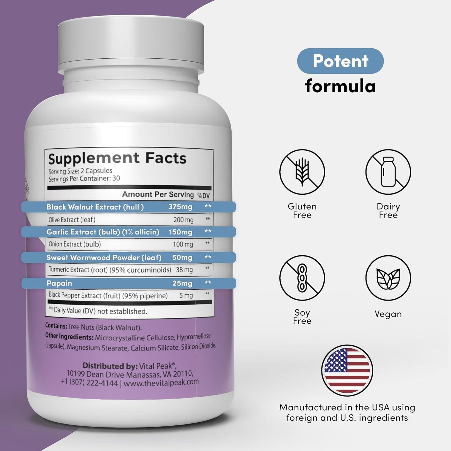 ParaCleanse Herbal Supplements for Humans for Digestive Comfort | Internal Balance Formula, Digestive Comfort, Black Walnut, Wormwood & Olive Leaf. 30 Days Supply. 60 Capsules