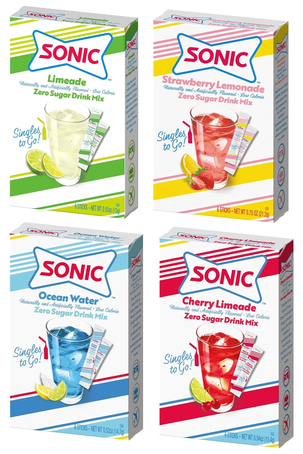 Sonic Singles To Go Sugar Free Drink Mix Variety Pack - 4 Fruity Flavors