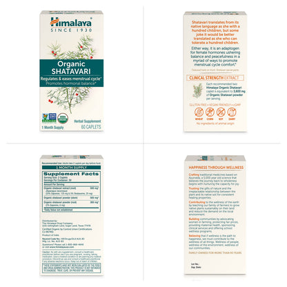 Himalaya USDA Organic Shatavari Capsules - Shatavari Capsules for Women, Promotes Hormone Balance and Menstrual Cramp Relief - Vegan, Gluten Free, 1300 mg, 60 Caplets