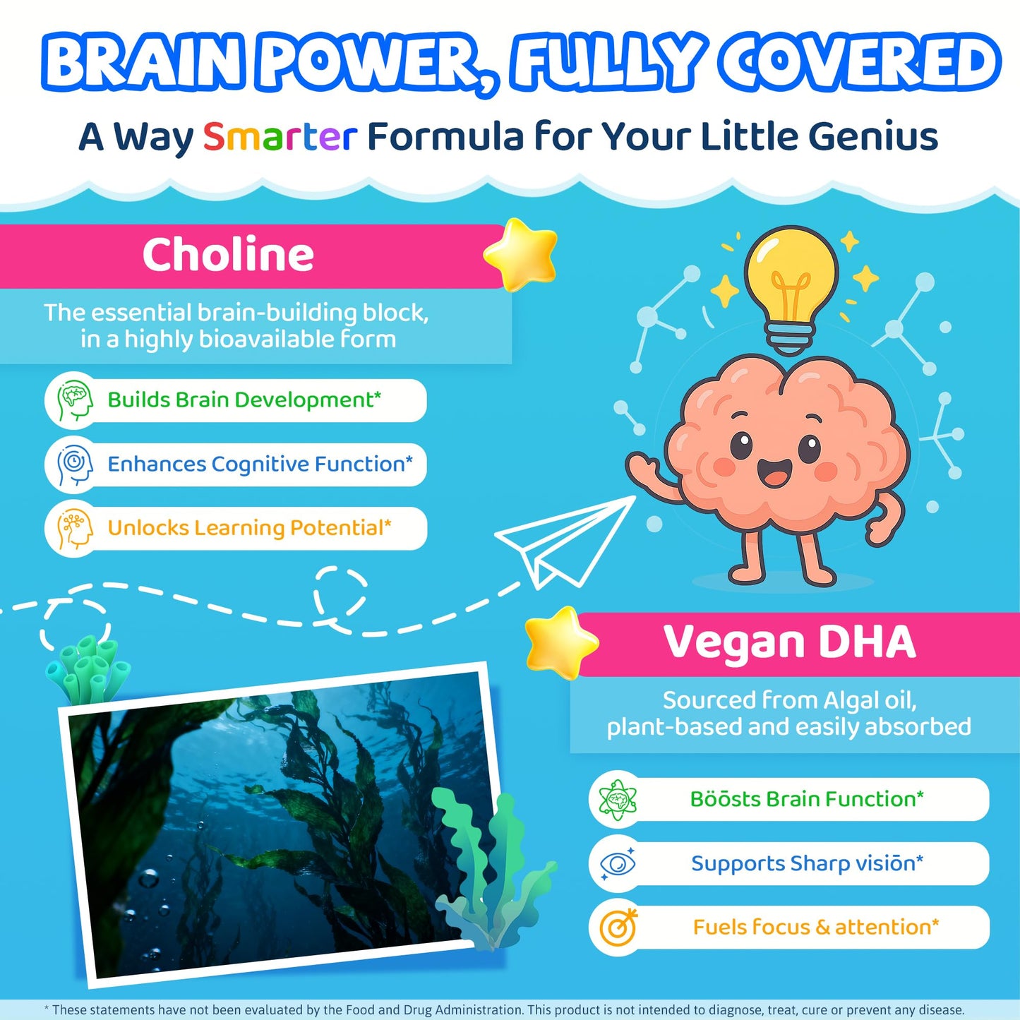 L Methylfolate for Kids Gummies, Active 5-MTHF + Methyl B12, B6, Choline & Vegan DHA, Methylated Vitamins for Kids, MTHFR Supplement Support Mood, Bēhavior, Cognition, Brain, Focus, Sugar Free, 2 Pack
