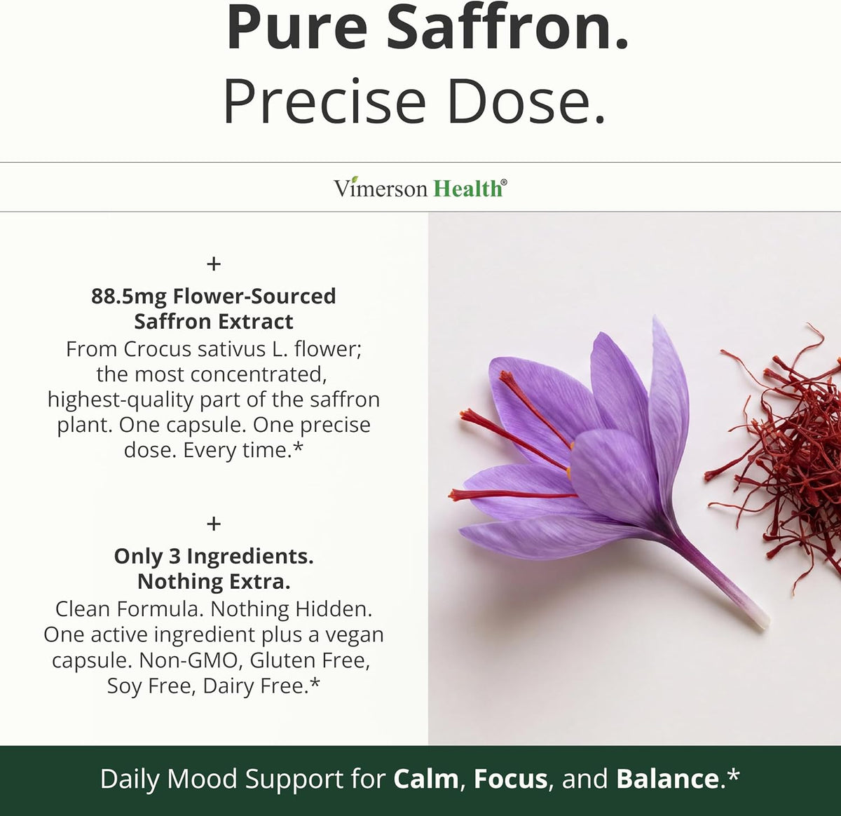 Saffron Extract 88.5mg - Mood, Stress Support & Eye Health Without Jitters
