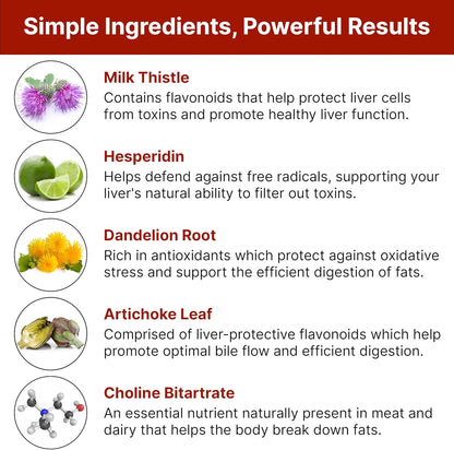 Liver Support Supplement with Hesperidin, Vegan, Gluten-Free | Promotes Healthy Liver Function, Detox, and Cleanse with Milk Thistle for Less Bloating and Better Digestion, 30-Day Supply