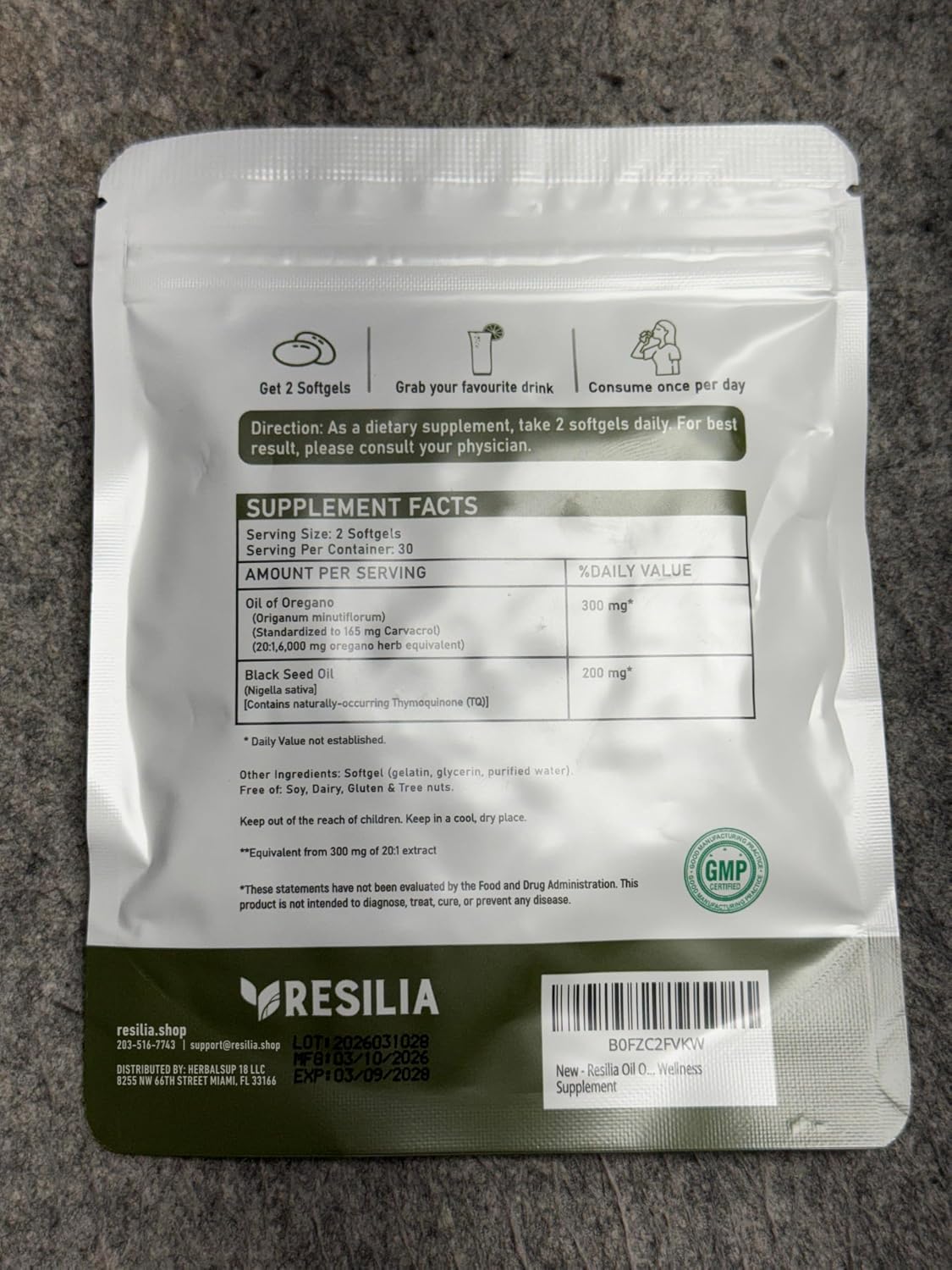 Resilia Oil Of Oregano Softgels with Black Seed Oil - 60 Softgels | Non-GMO, Gluten-Free and Soy-Free