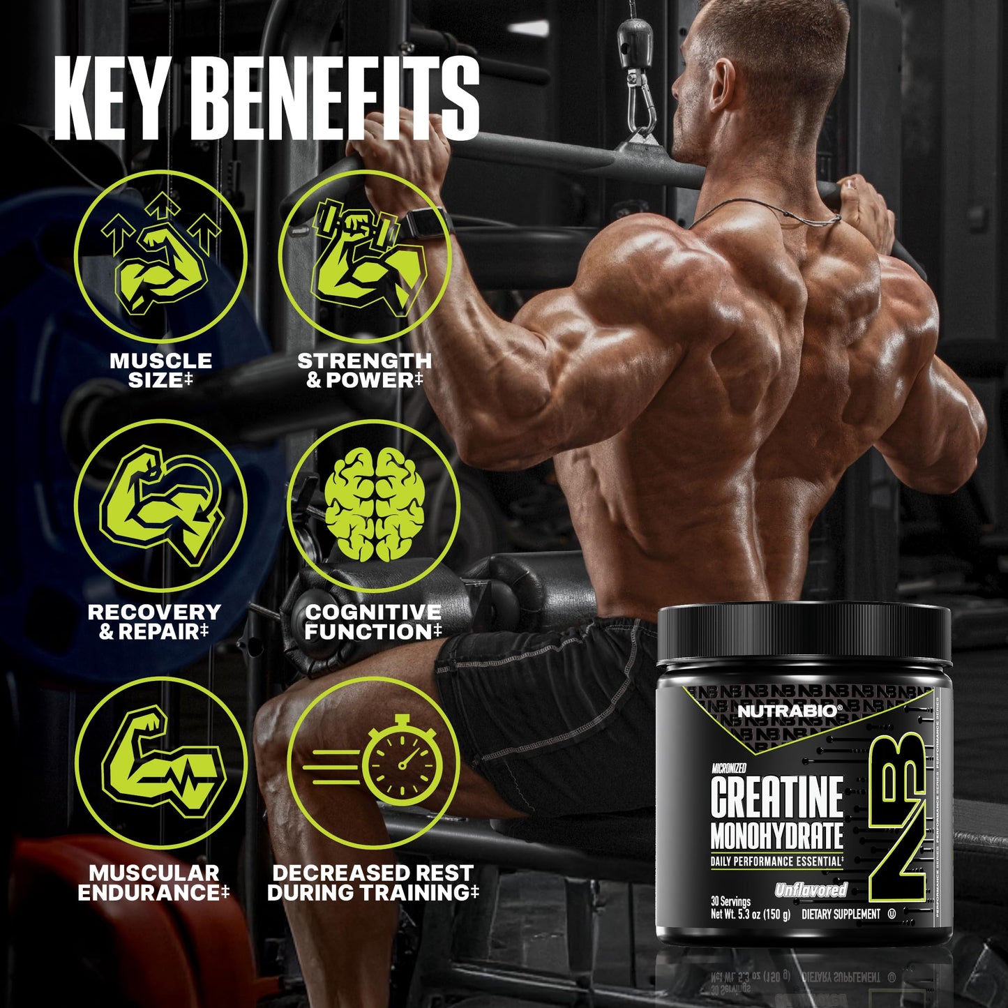 NutraBio Pure Micronized Creatine Monohydrate Powder Supplement, Unflavored, (300 g) - Supports Bulk Muscle Energy, Recovery, and Strength - HPLC Tested Creatine Powder Supplement for Men and Women