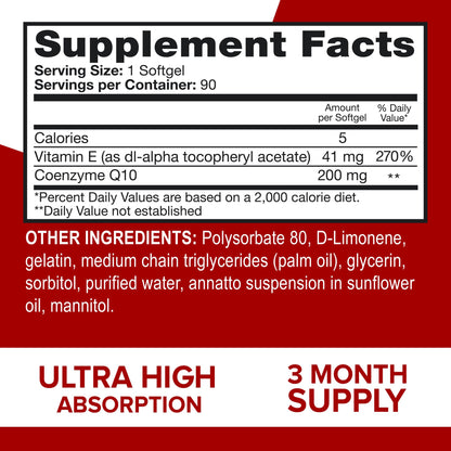 Qunol CoQ10 200mg Softgels, Ultra CoQ10 - Ultra High Absorption Coenzyme Q10