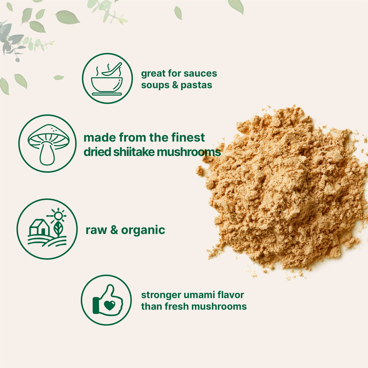 Sustainably US Grown, Organic Shiitake Mushrooms Powder, 8 Ounce