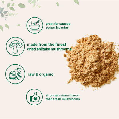 Sustainably US Grown, Organic Shiitake Mushrooms Powder, 8 Ounce