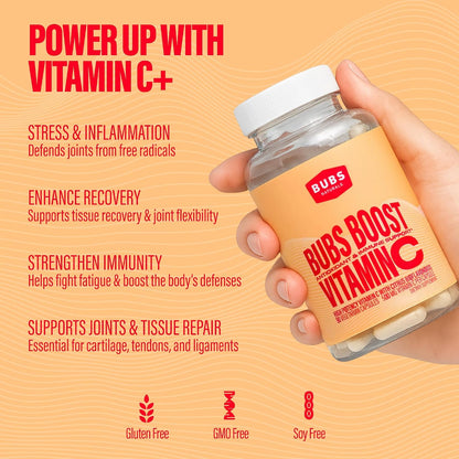 BUBS Naturals - BUBS Boost Vitamin C with Bioflavonoids: Antioxidant & Immune Support | Vitamin for Active Lifestyles & Collagen Production (90 Count)