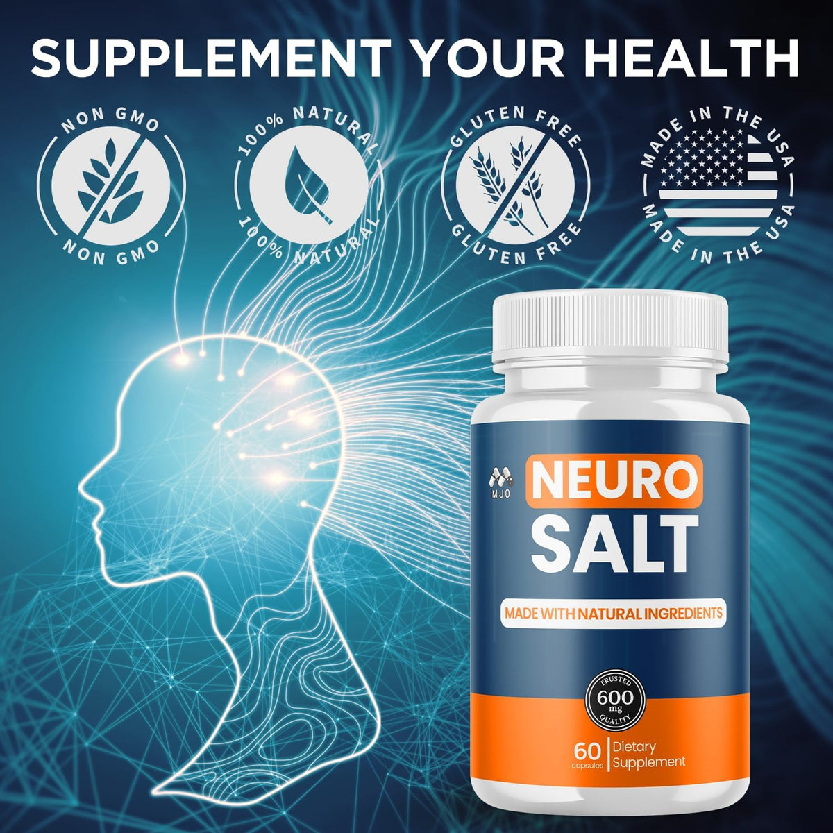 Neuro Salt Capsules, Official Neuro Salt Supplement Formula (60 Capsules)