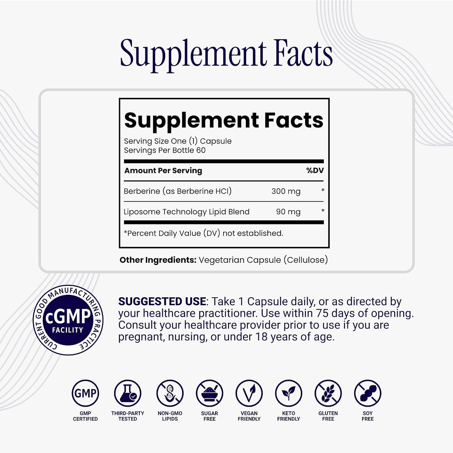Rho Nutrition Liposomal Berberine Capsules - Ultra High Absorption Supplement – Supports Immune Function, Gut Health and Metabolic and Cardiovascular Health (60 Capsules)