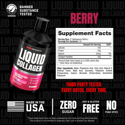 ProSupps Amino23 Liquid Collagen Shots, Berry - Collagen Peptide Post Workout Supplement Supports Healthy Aging, Joints, Skin & Hair - Gluten-Free & Zero Sugar - 16 Servings