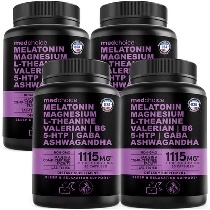 MEDCHOICE 12-in-1 Melatonin 5mg Sleep Capsules with Magnesium, 90ct