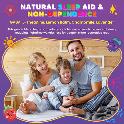 Magnesium Glycinate Gummies 400/200mg for Kids & Adults, NO Melatonin Sleep Aid Magnesium Supplement Gummies with Chamomile, Lavender, L-Theanine & GABA, B6, D3 & K2 for Bone, Relax, Immune Support