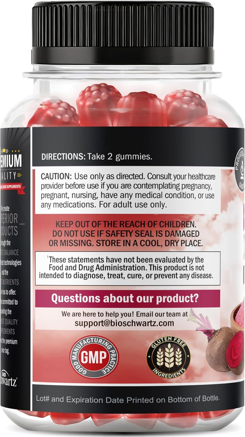 Sugar Free Beet Root Gummies - Strawberry Flavor, 120 Count