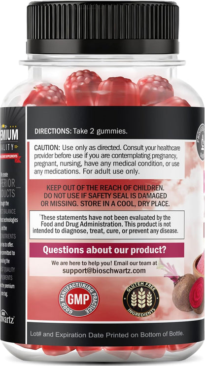 Sugar Free Beet Root Gummies - Strawberry Flavor, 120 Count