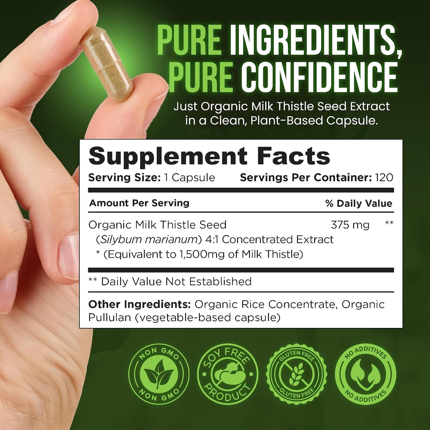 OmniBiotics Organic Milk Thistle Supplement 1500mg – 4X Concentrated Extract with Silymarin – High Potency Liver Detox & Support – 120 Vegan Capsules