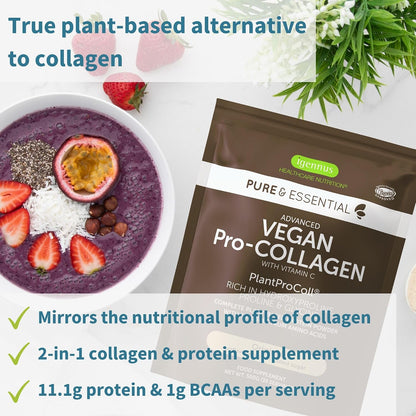 Pure & Essential Vegan Collagen Peptide Protein Powder + Live Cultures+ Lab4 Probiotics Vegan Bundle, Collagen Boosting Formula + 25 Billion CFU Lactobacillus Acidophilus & Bifidobacterium, by Igennus