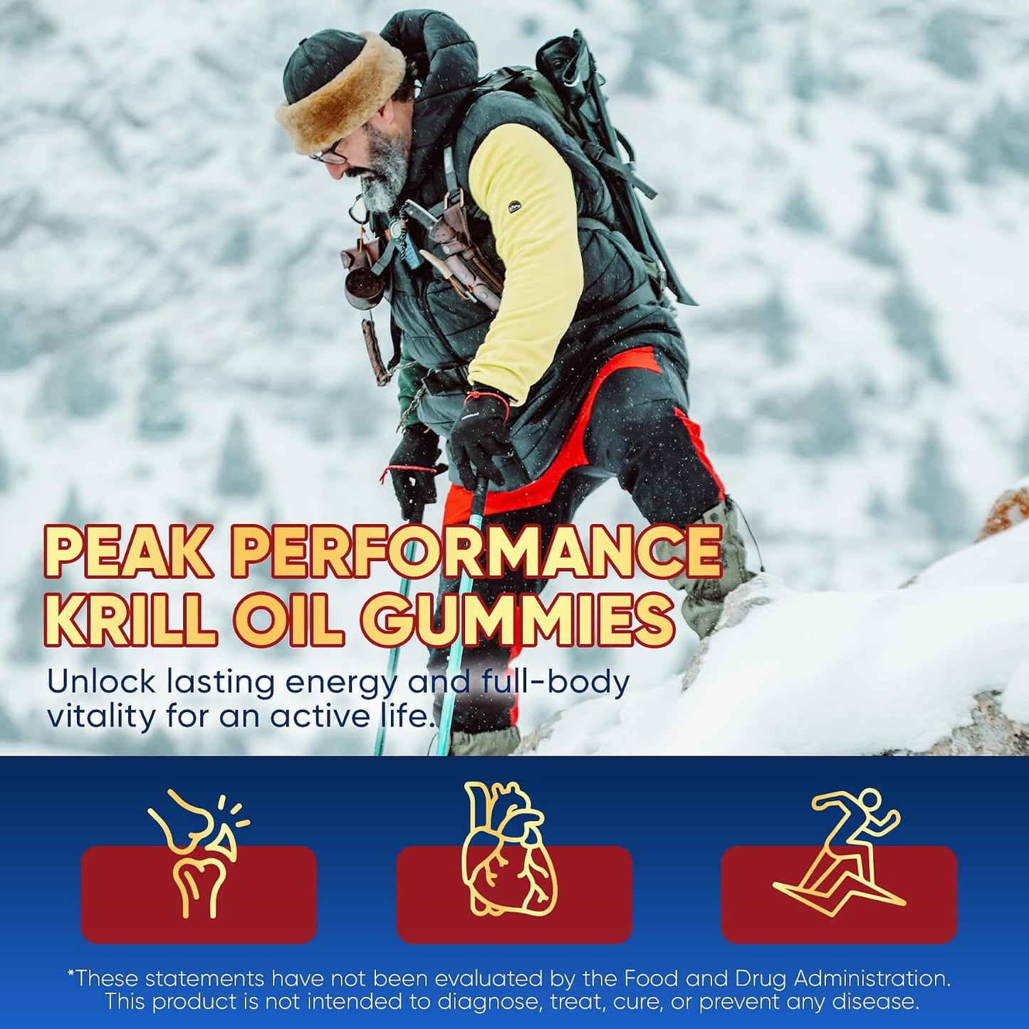Liposomal Antarctic Krill Oil Omega 3 Gummies 2000mg - Cellular Level Absorption Omega-3 with EPA, DHA & Astaxanthin - Antioxidant & Brain Support - Fish Oil Supplements Alternative - 60 Count