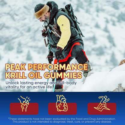 Liposomal Antarctic Krill Oil Omega 3 Gummies 2000mg - Cellular Level Absorption Omega-3 with EPA, DHA & Astaxanthin - Antioxidant & Brain Support - Fish Oil Supplements Alternative - 60 Count