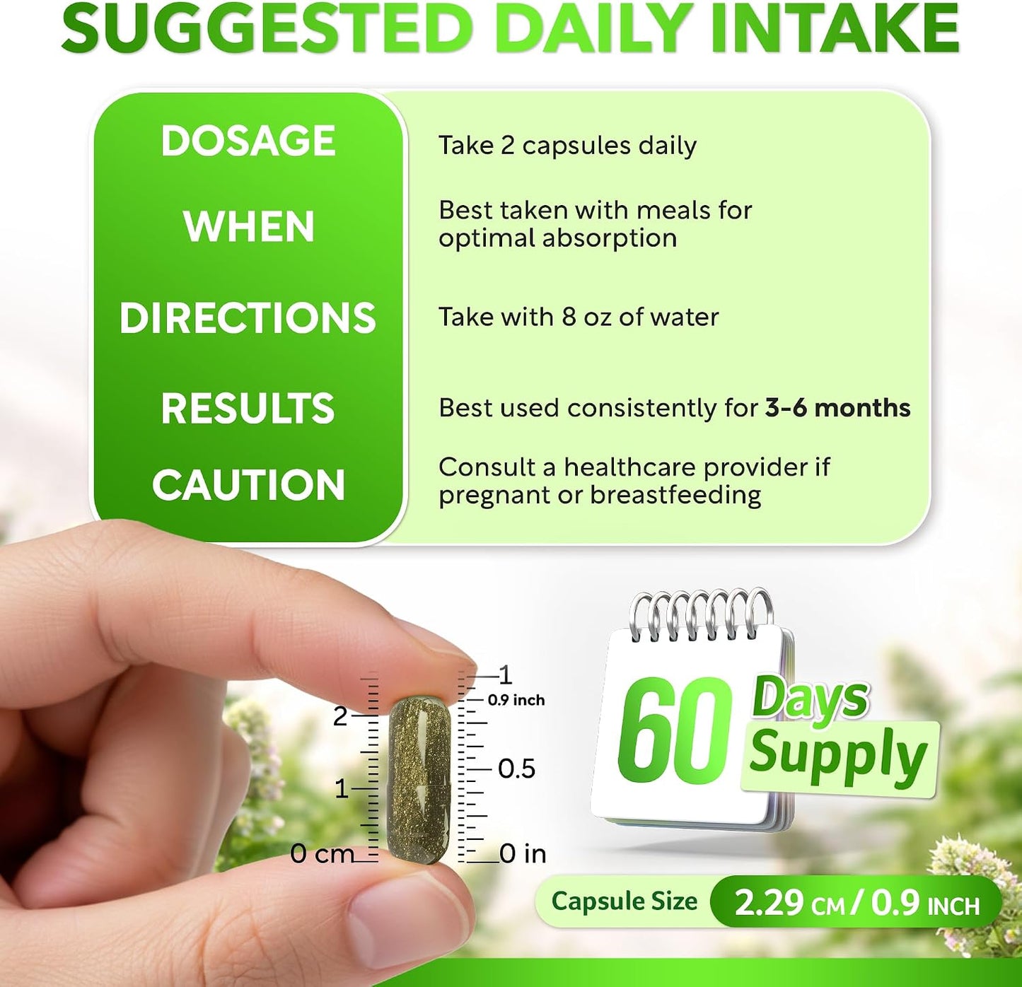 USDA Organic Spearmint Capsules | Digestive Support, 1200mg | 60-Day Supply