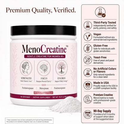 Utzy Naturals MenoCreatine | Creatine for Women 40+ | 90 Servings