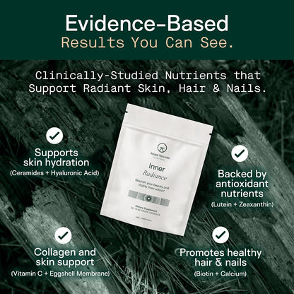 Adapt Naturals Inner Radiance Hair Skin and Nails Vitamins for Women & Men | with Biotin, Collagen, Hyaluronic Acid, Vitamin C & Ceramides - Thicker Hair, Stronger Nails & Hydrated Skin Supplement