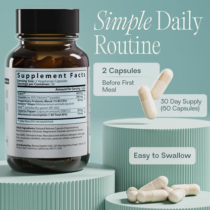BIOMA GLP-1 Booster - Natural Appetite Control Supplement with Clinically Proven Probiotics, Prebiotics & Postbiotics - Support Weight Management & Satiety, (60 Capsules - 30 Day Supply)