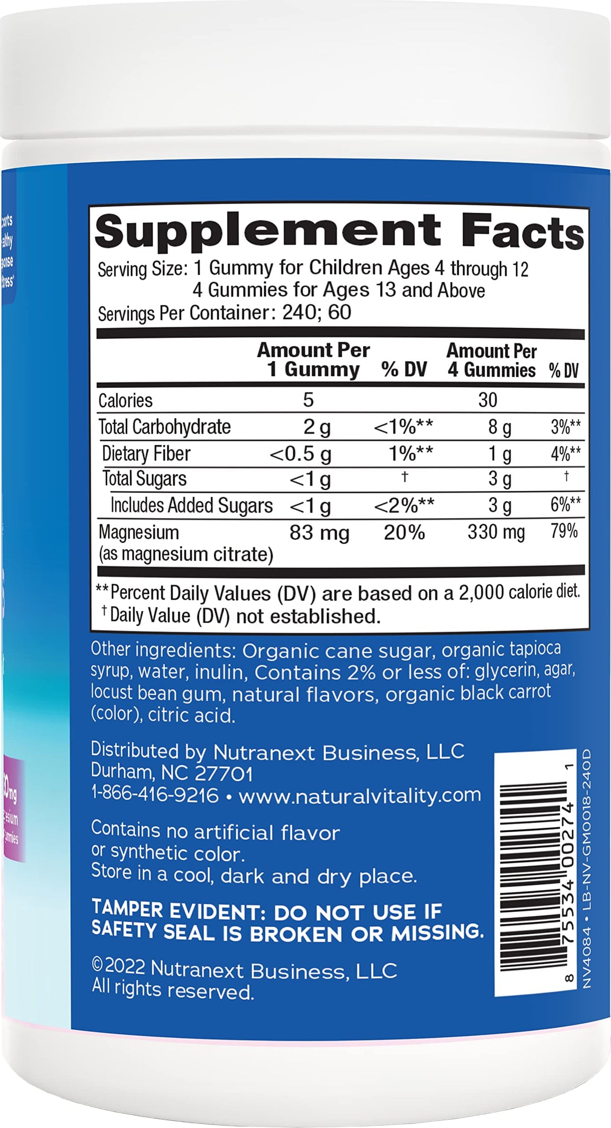 Natural Vitality Calm, Magnesium Citrate Supplement, Stress Relief Gummies, Supports